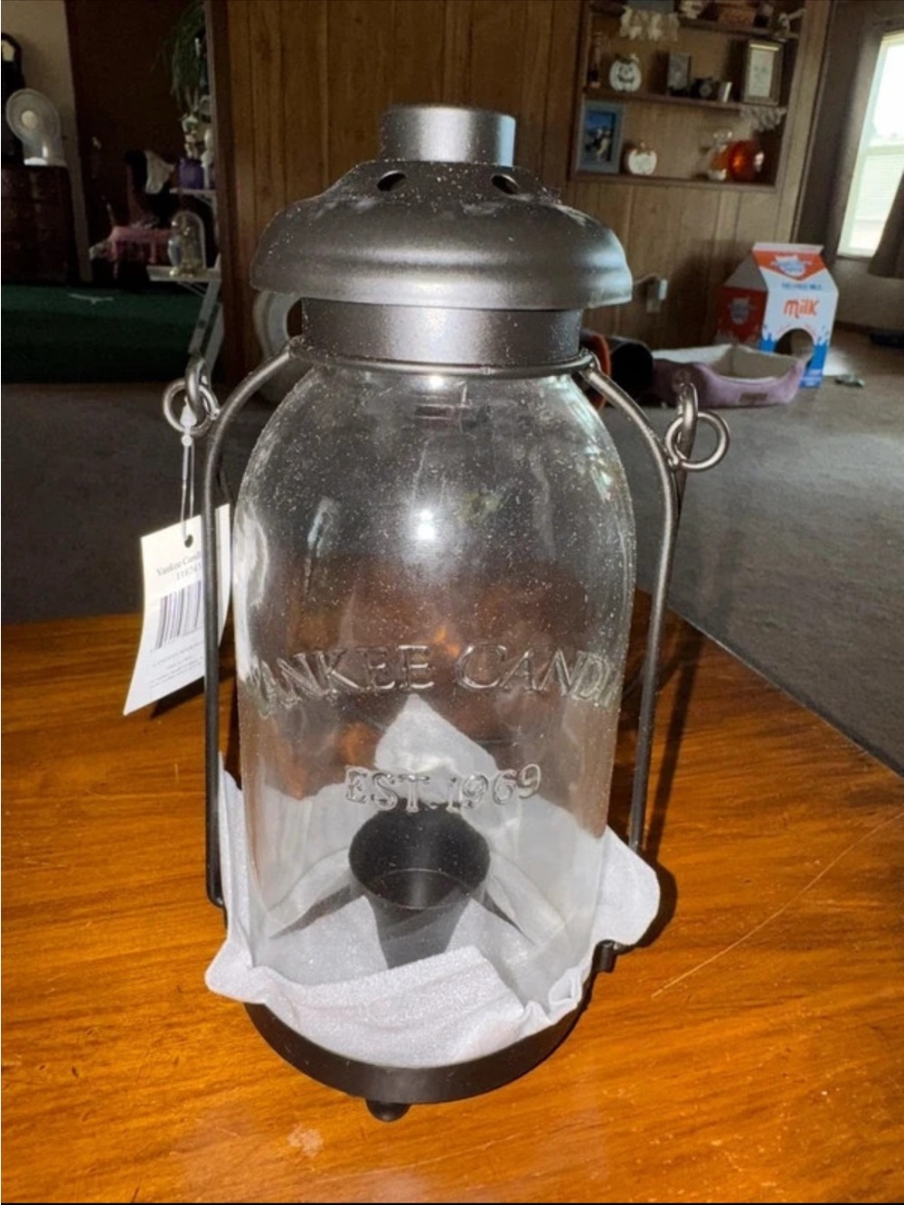 Yankee Candle Black and Clear Glass Lantern Candle Holder